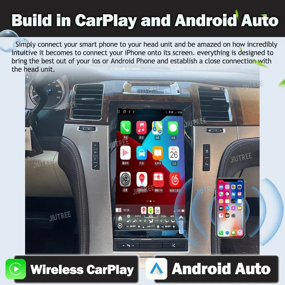 256G Android 12 Vertical Screen For Cadillac Escalade 2007 2008-2014 Car Radio GPS Carplay navigation Stereo Multimedia Player