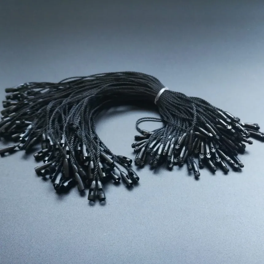 10cm 15cm 20cm 25cm wholesale polyester cotton garment hangtag rope strong pull bullet lock wax cord string