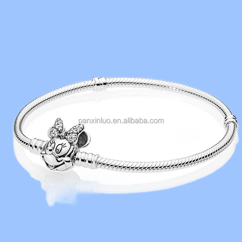 Luxury Jewelry  New Disn iPandorars 925 silver Timeless Paving Chain 593008c01 Snake Bone Diy Bracelet Jewelry Gift