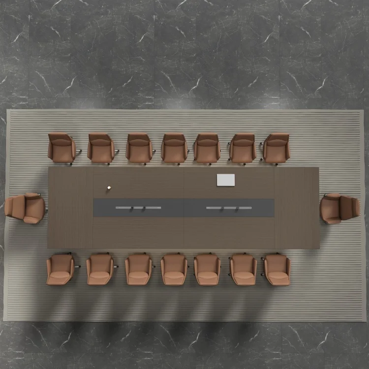 High End E1 Level Mdf Mfc Wooden Dual Power Rail Power Supply Conference Meeting Table
