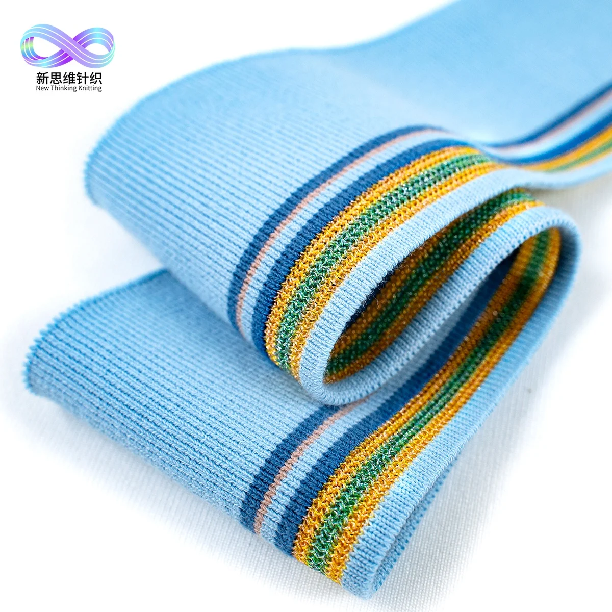 Eco-friendly striped stretch custom flat 1x1 rib knitting fabric for hoodies