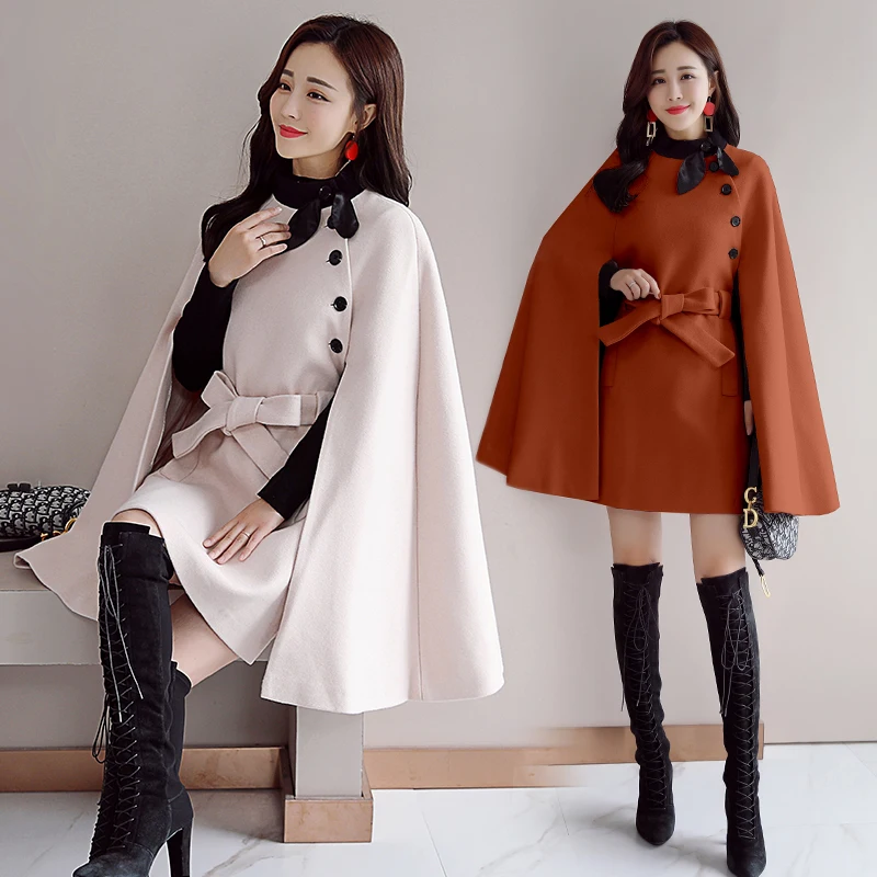 Cape jacket women double side wool cashmere feeling soft elegant design one size fits all women cape