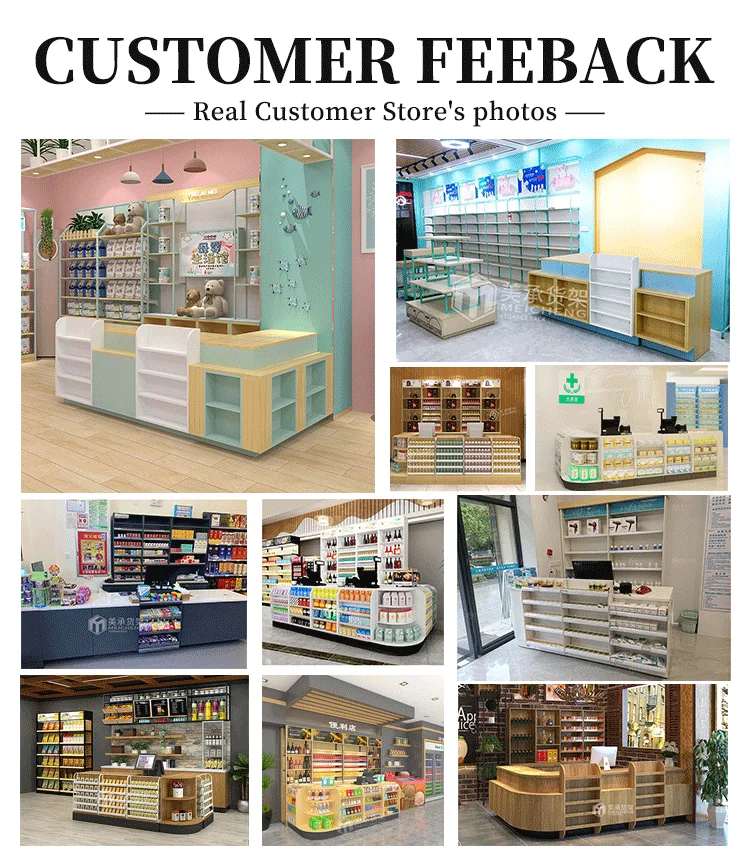 Meicheng Supermarket Checkout Systems Cashier Counter Display Store Counter Checkout