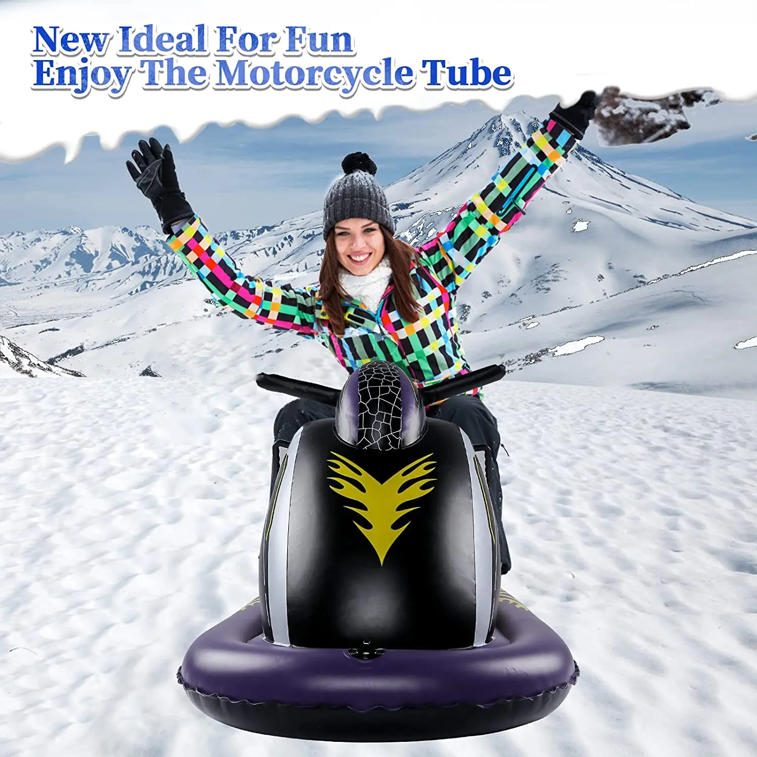 Snow Tube Inflatable Sleds for Kids and Adults Heavy Duty Large Snow Tubes Outdoor Sledding for Holiday Christmas Fun