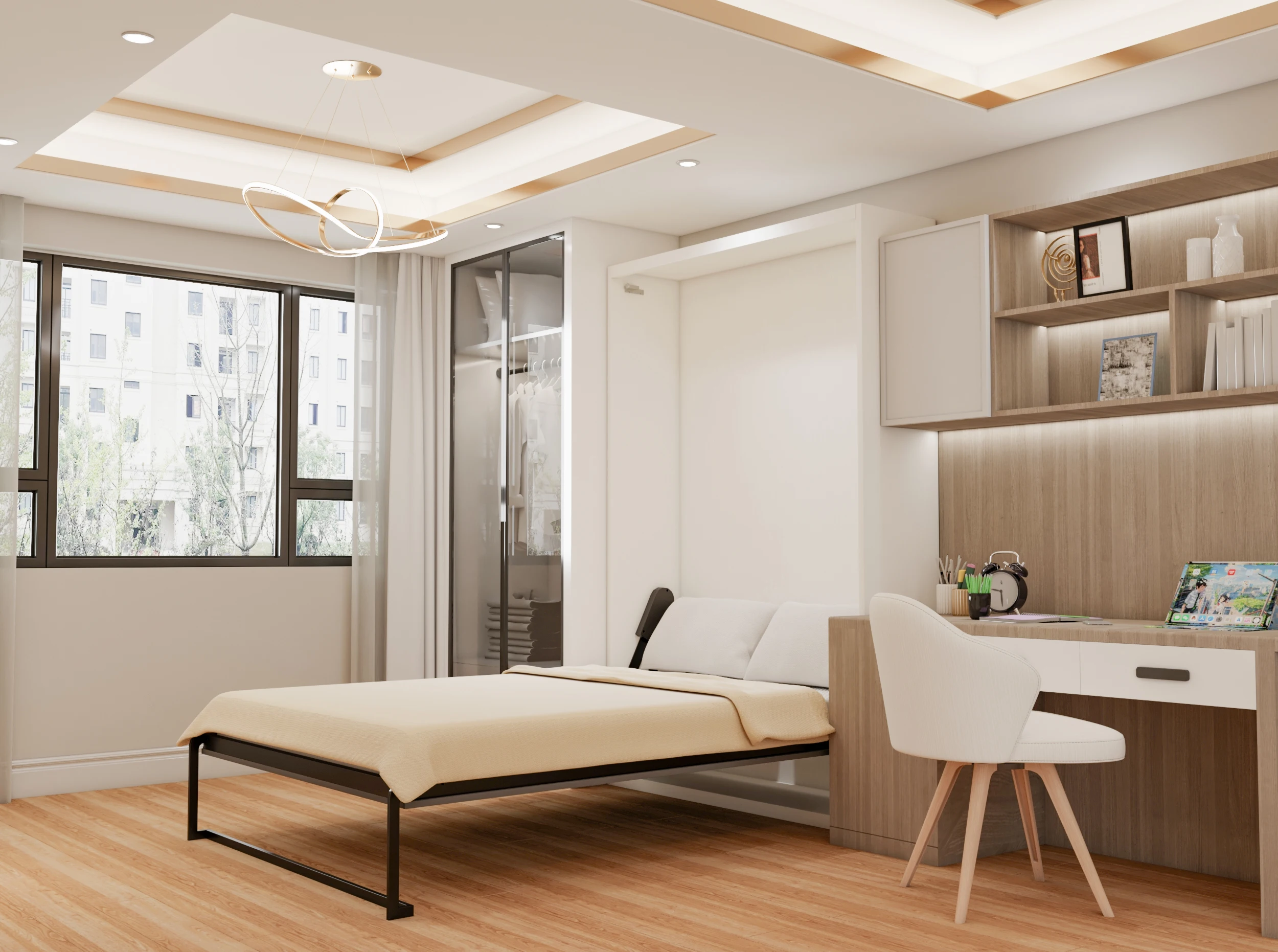 Bedroom Furniture Murphy Bed Fold-down Hidden Wall Panel Bed Steel Frame with Hardware Kit for Single Apartment