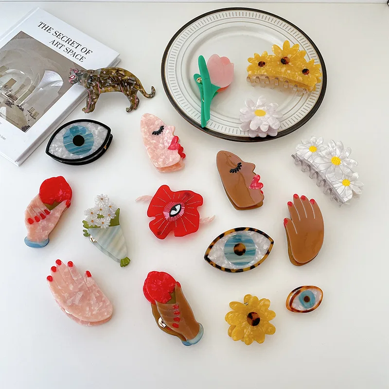 Custom cellulose acetate fruit Strawberry hair claw clips crystal stone girl tomato barrette hair claws clip