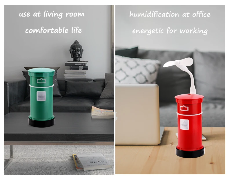 2w Mini Portable Post Box Mute Desktop Air Humidifier Aromatherapy Air Purifier With Extended Usb Port