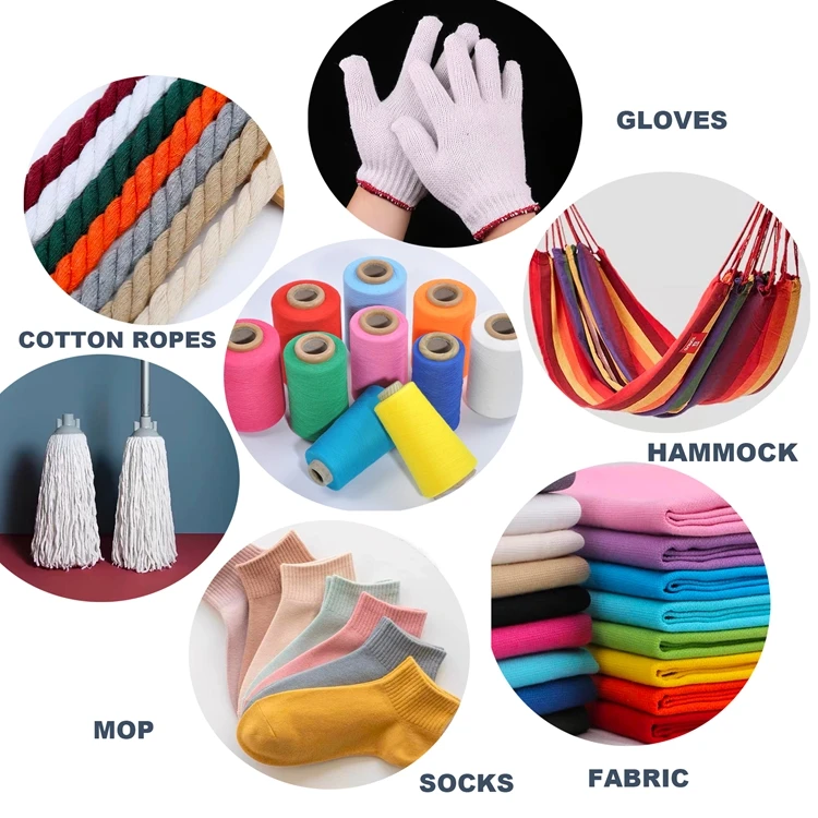 Recycled yarn Importers 35/65% cotton polyester yarn knitting and weaving tc or cvc yarn for socks gloves