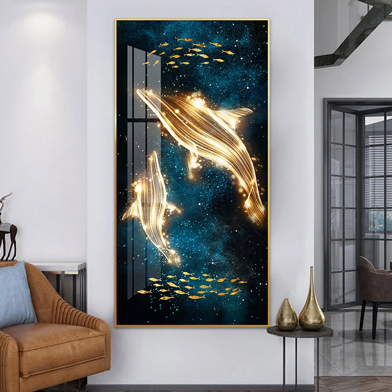 Marine animal painting whale wall art for home picture print canvas and poster Entrance and corridor decoration