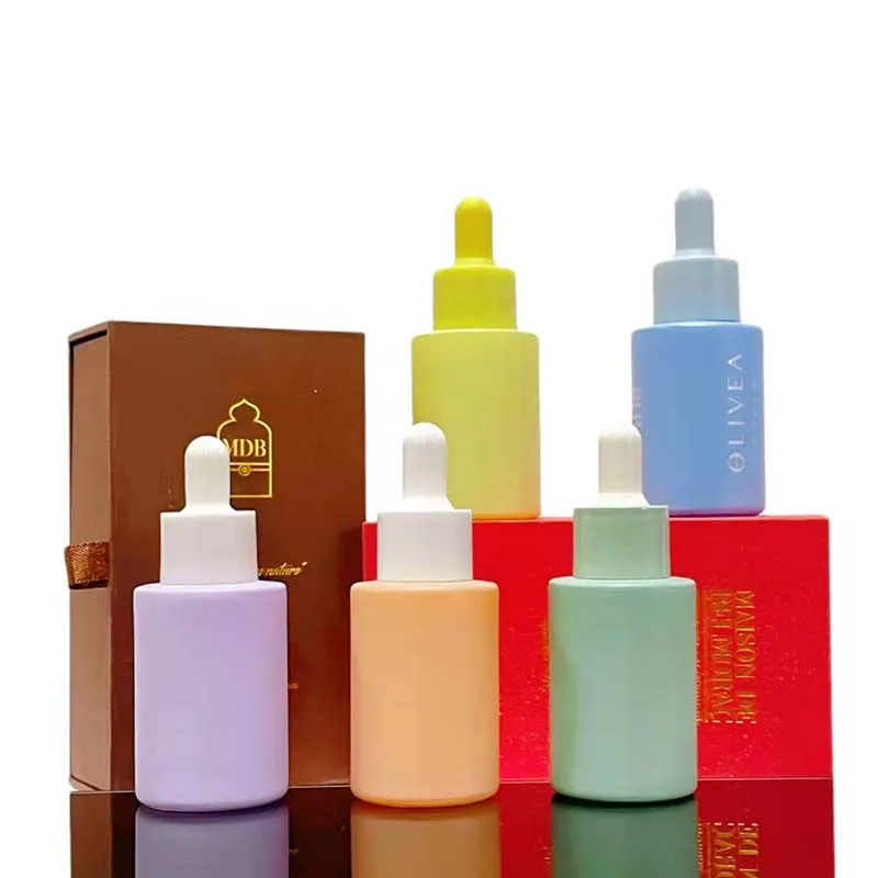 Luxury Empty 15ml 30ml Frosted Glass Face Oil Serum Bottle Packaging 30ml 50ml Glass Pump Cosmetic Serum Oil Dropper Bottle