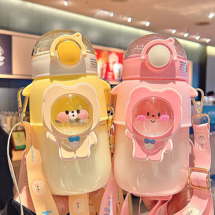 Unique Bio Plastic Grey Translucent Sippers Water Beige Wide Mouth Sport Bottle