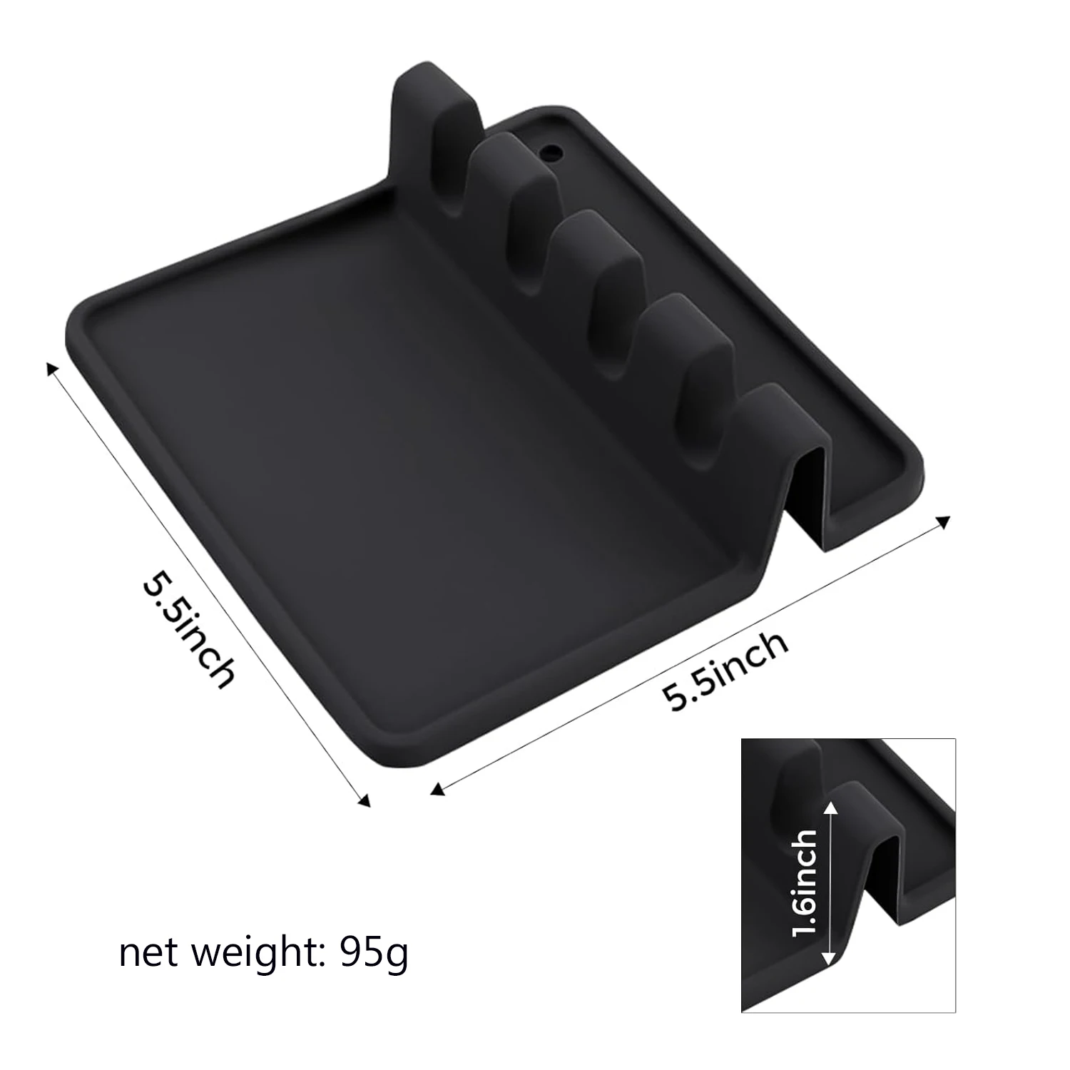 Modern Style Heat-Resistant Silicone Spoon Holder with Drip Pad for Kitchen Counter Utensil Rest and Pot Clips