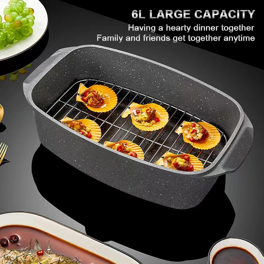 Multi-functions Kitchen Cooker 32cm 6L Extra Large Medical Stone Aluminum Alloy 2 Layer Food Fish Oval Steamer Pot