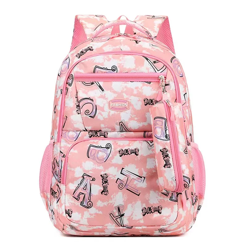 Primary Bow Knot Schoolbag With Rabbit Pendant For Girls Orthopaedics Kids Backpack Kawaii Waterproof School bag