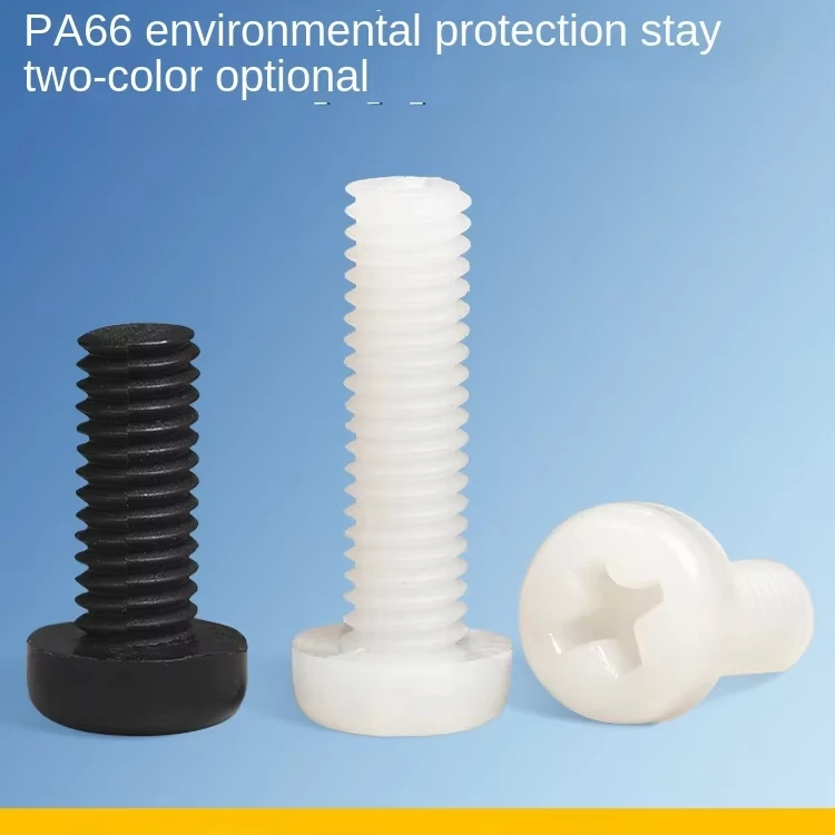 Din Standard Nylon Screw with round Head Cross Plastic Hex Cap Style with M4 to M12 Threads 10mm Length