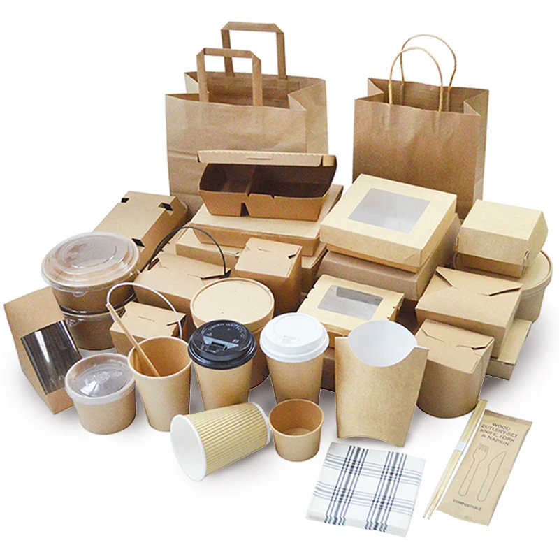 Fast Food Packaging Takeaway Eco Friendly Custom Food Grade Paper Disposable Restaurant Roll Cake Packaging Sandwich Packaging