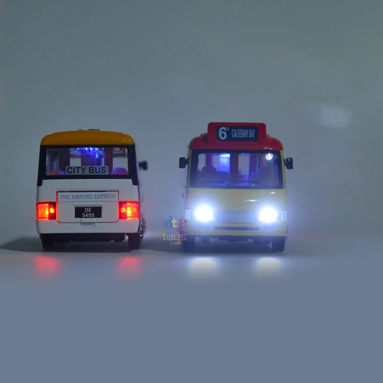 MSZ 1/32 Bus Diecast Pull Back Compare-Car-Models Sound and Light Music Car Model for Kids