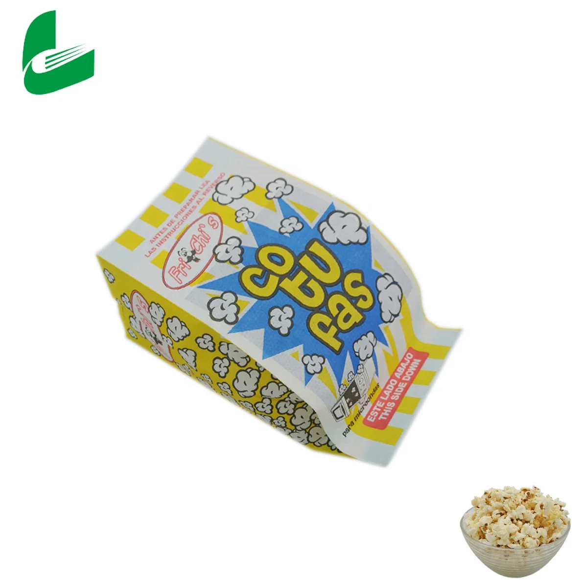 Huafeng custom biodegradable printing greaseproof food grade microwave popcorn paper bags