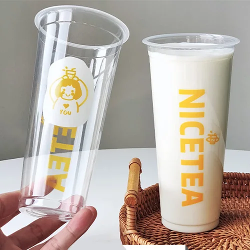 Printing environment-friendly disposable transparent plastic cup Blister cup bubble tea coffee plastic PP cup with lid
