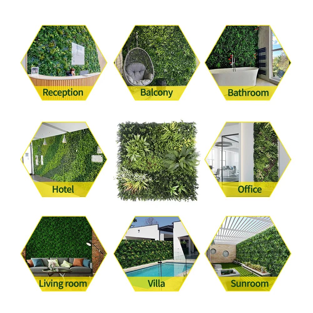 Vertical garden decoration artificial grass wall decor plastic foliage artificial green plant panel