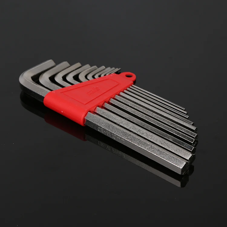 10pc manufacturer cheap high quality flat nickel plated metric hexagon allen hex key wrench set