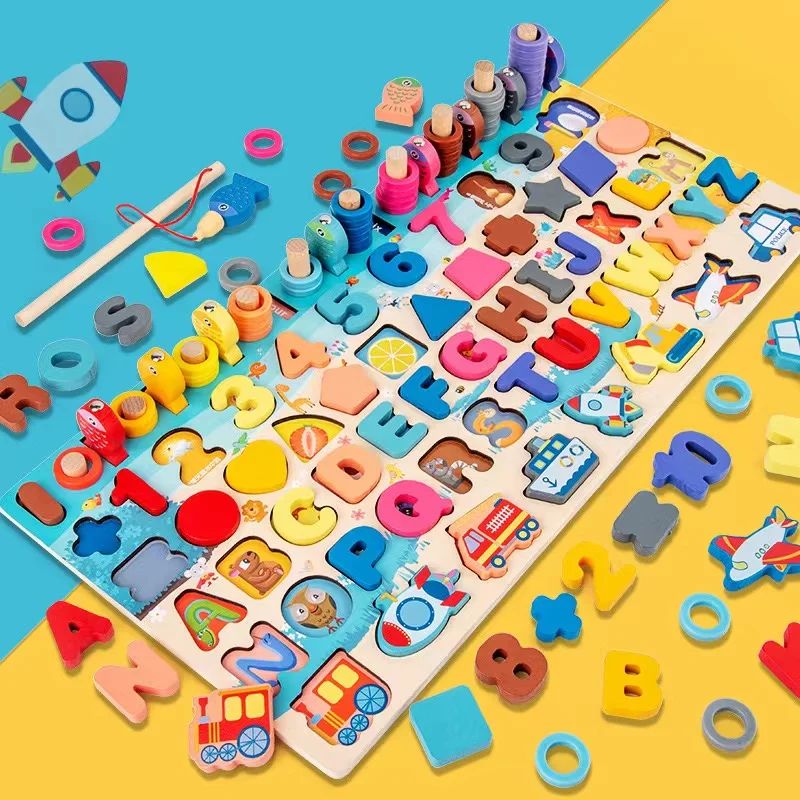 Educational wooden activity matching interactive 3D animal game Baby Logarithm board interactive educational toy gift