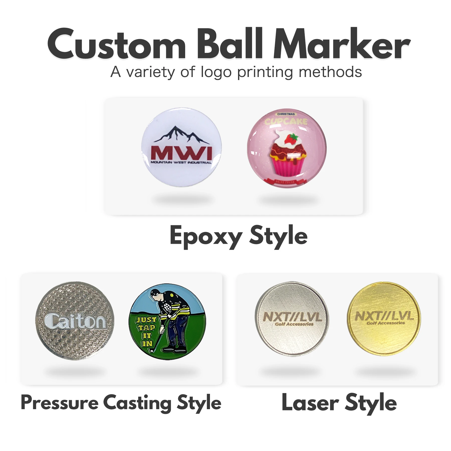 Custom logo magnetic golf ball marker and 6-in-1 multipurpose golf divot tool all metal golf pitchfork