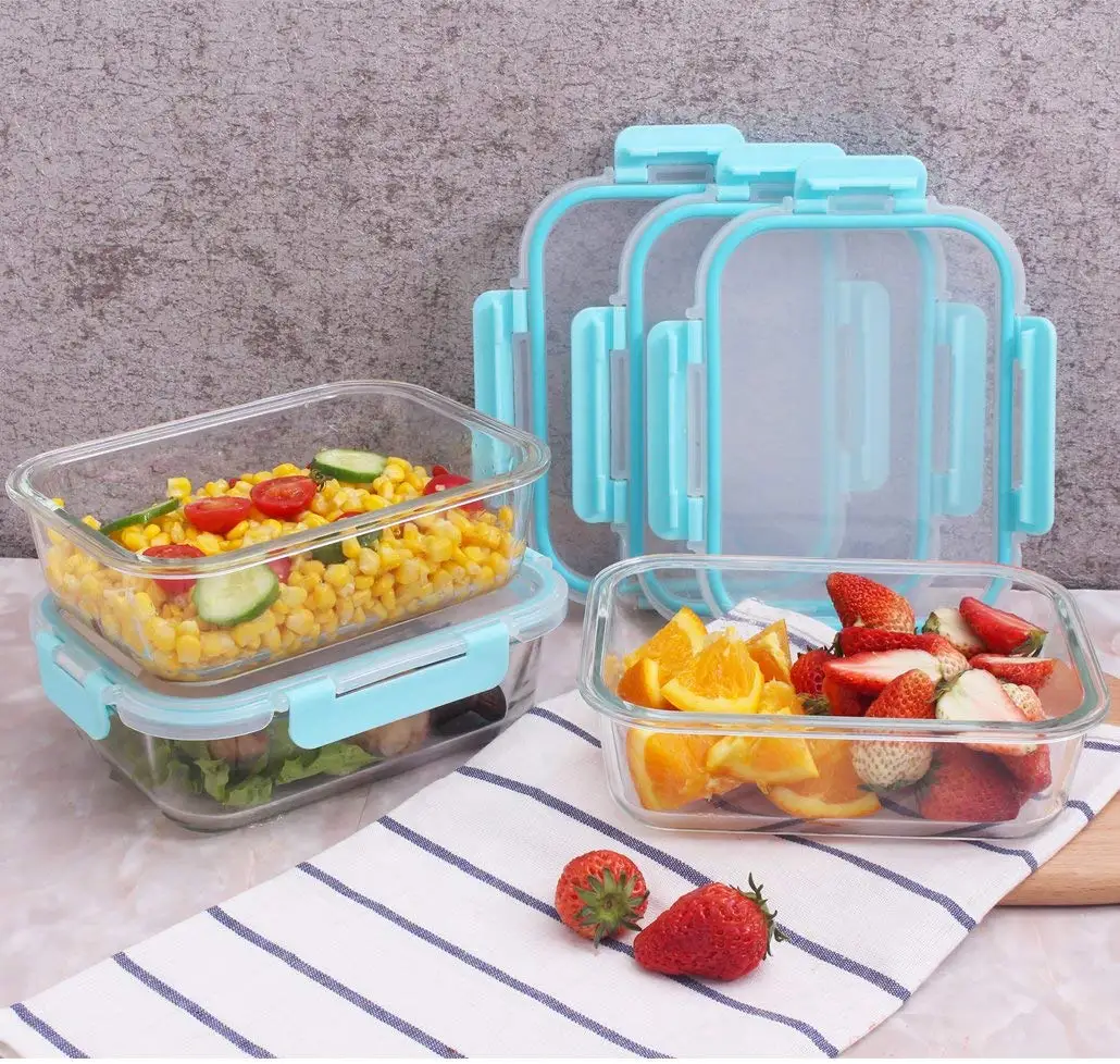 hot sale glass lunch boxes set 9 pcs bento box food packing container