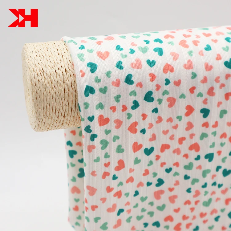 Kahn high quality digital custom printed fabric polyester digital printing on rib fabric