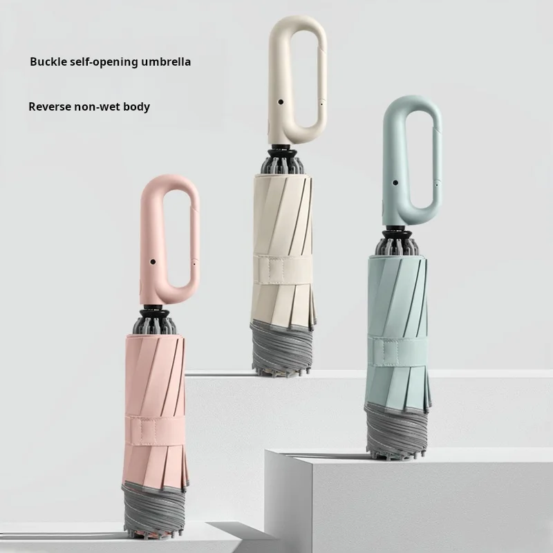High-End Outdoor Sports Foldable Umbrella Modern Design New Product Ring Buckle Reflux Strip 10 Fracture Reverse Umbrella Gift