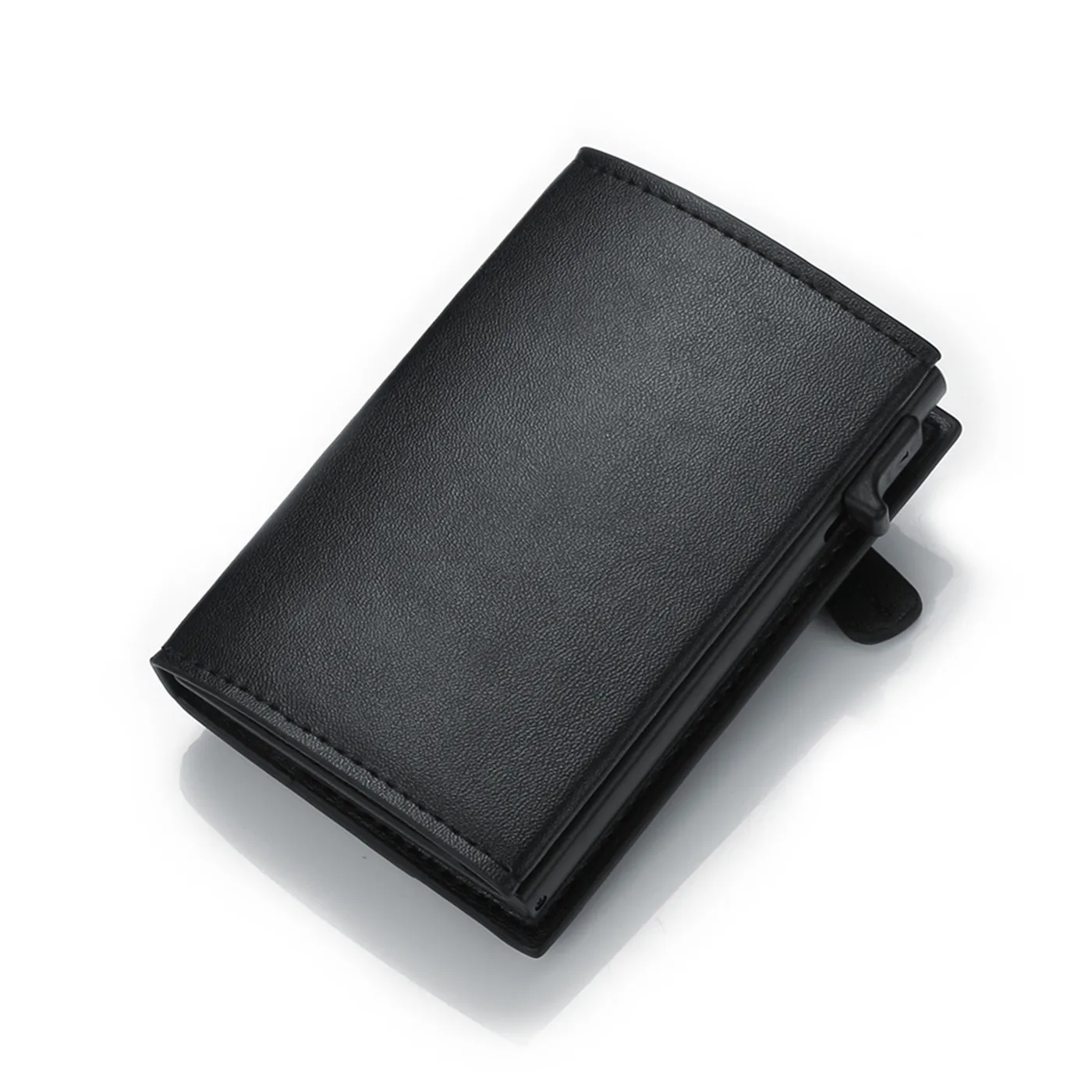 
2020 Trendy Colorful PU Leather Metal RFID Blocking Money Clip Front Pocket Card Holder 