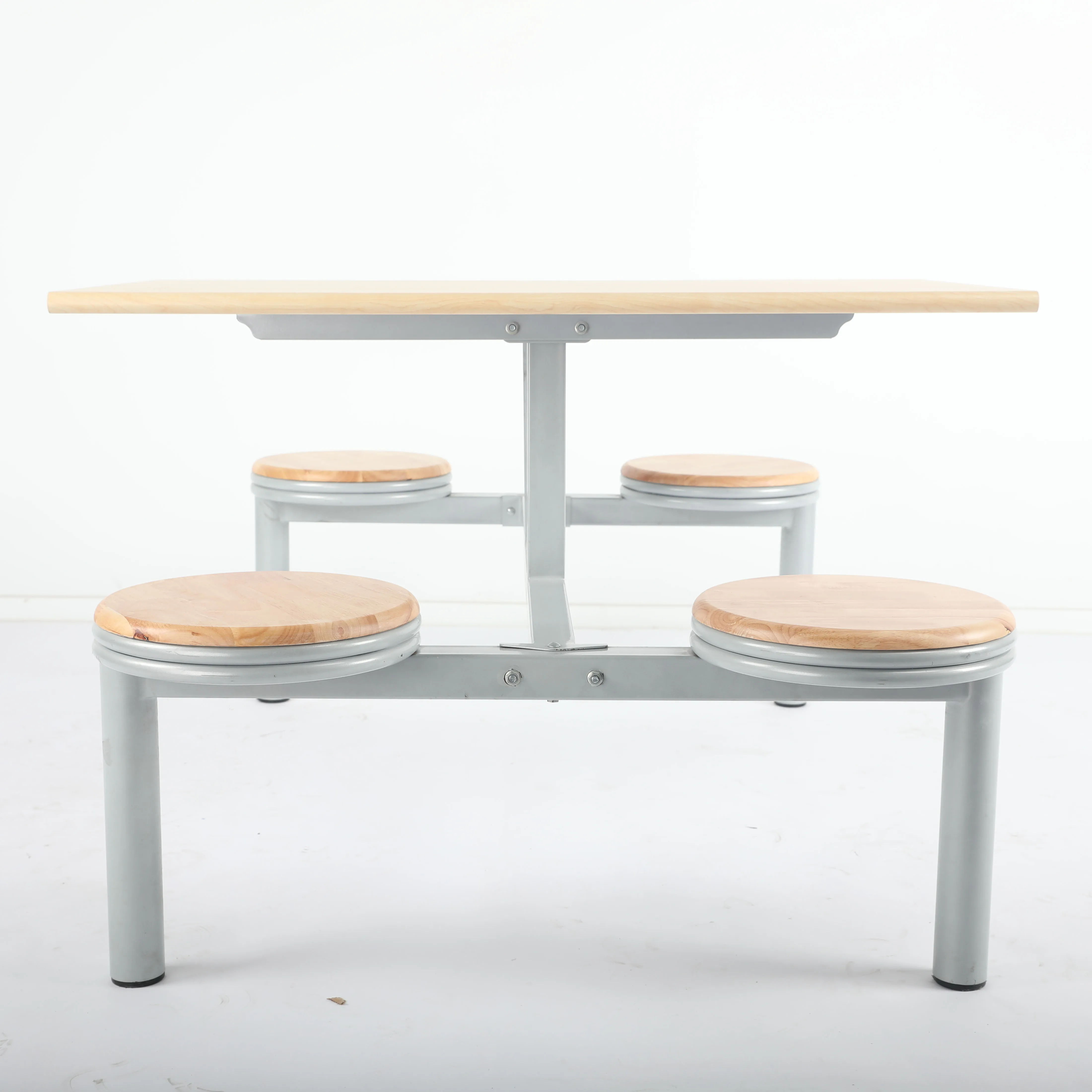 1200mm Stainless steel student dining conjoined table chair for 4 seater for school