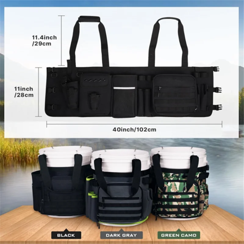 Fishing Bucket Organizer for 5 Gallon Bucket Accessories, Fishing Tackle Bag with Adjustable Buckle, Fishing Gear and Equipment