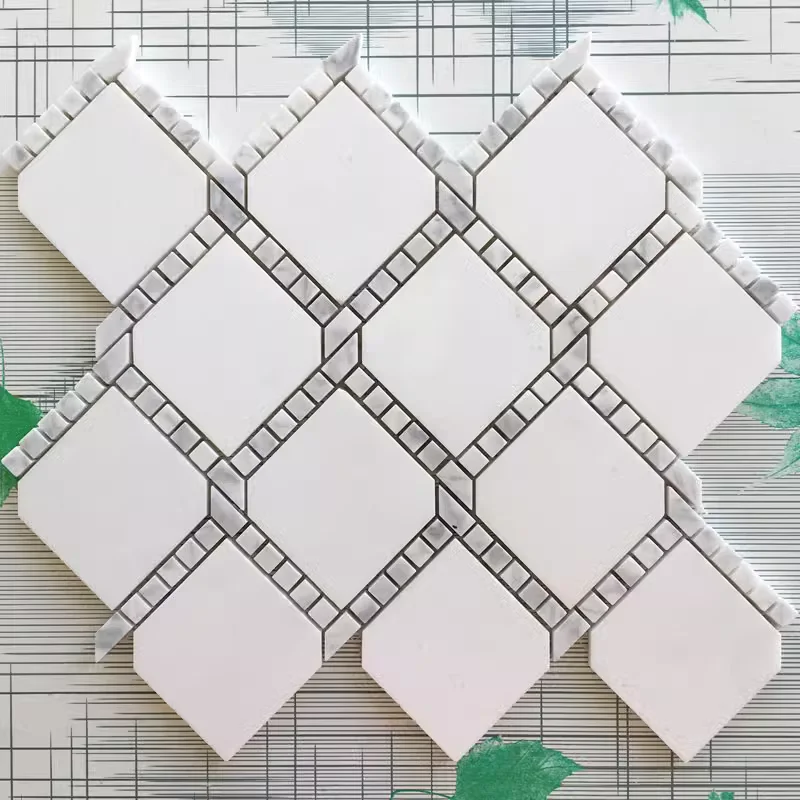 Solid white marble mosaic tile art design classic wall tile decor kitchen backsplash interior wall cladding  square parquet