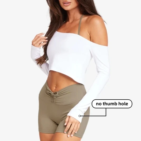 SHINBENE Bio Based Cloud One Pieces Long Sleeve Crop top Bio Based One Shoulder Sports T Shirt Top for Women Plus Size