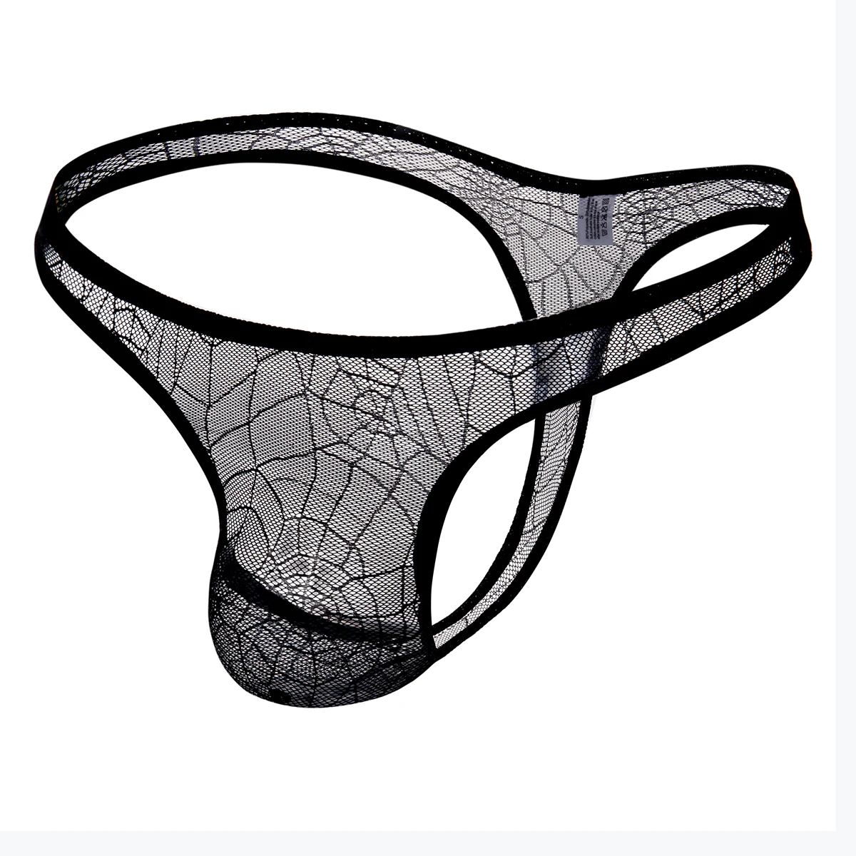 Sexy style breathable panties spider web low waist men transparent thong