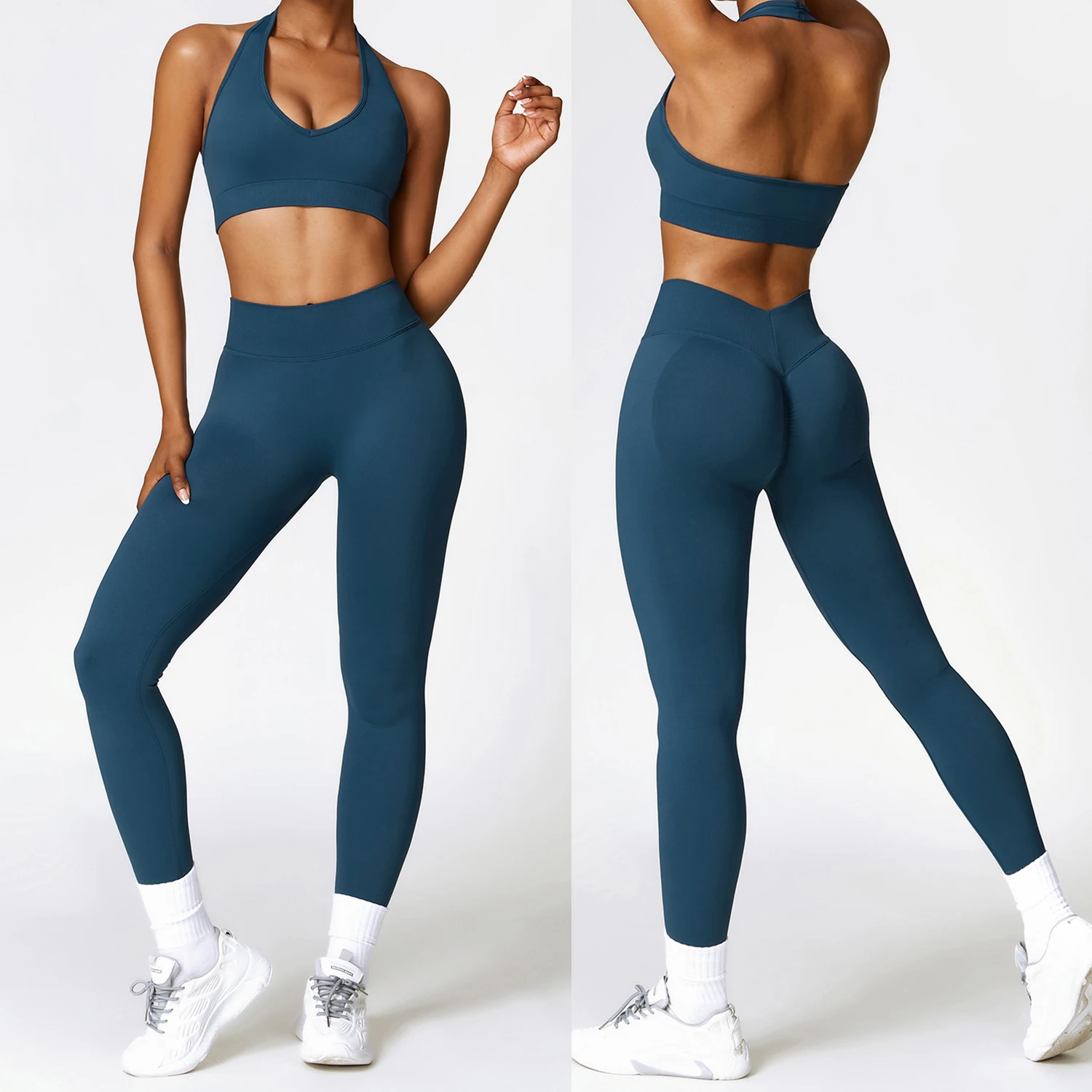 Hot Selling Women Quick Dry Push-up Shock-proof Sports Bra Tight Waist Leggings Gym Fitness Seamless Yoga Sets