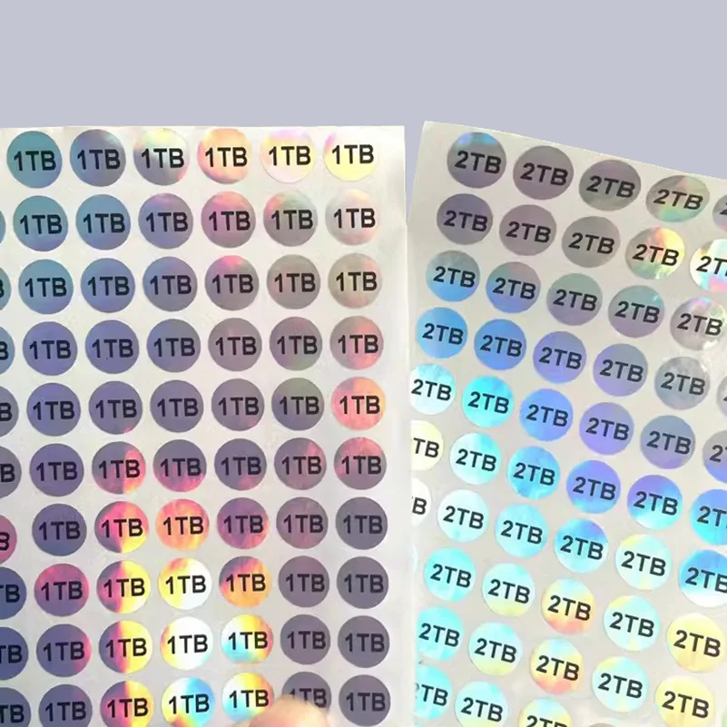 Custom adhesive 256GB 512G 1TB hard disk capacity label Mobile Capacity Identification sticker