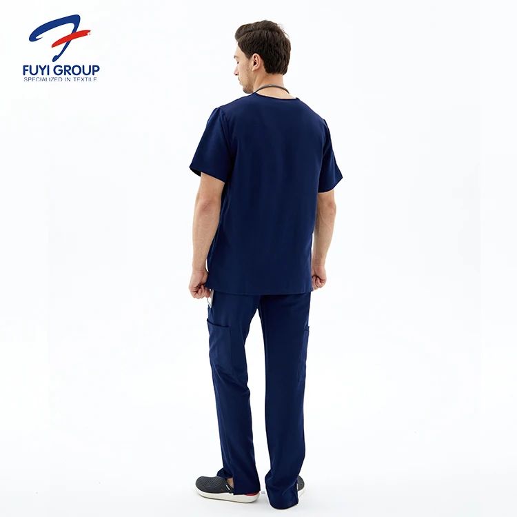 Hospital uniform medical dental workwear female stretch scrubs top printed solid nursing scrubs