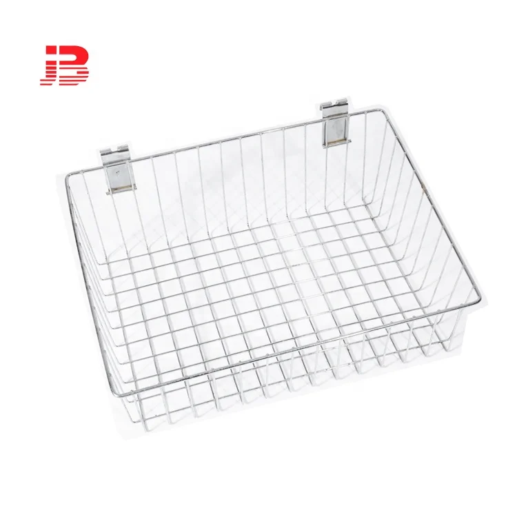  Jinbin Slatwall Metal Display Wire Mesh Storage Basket for