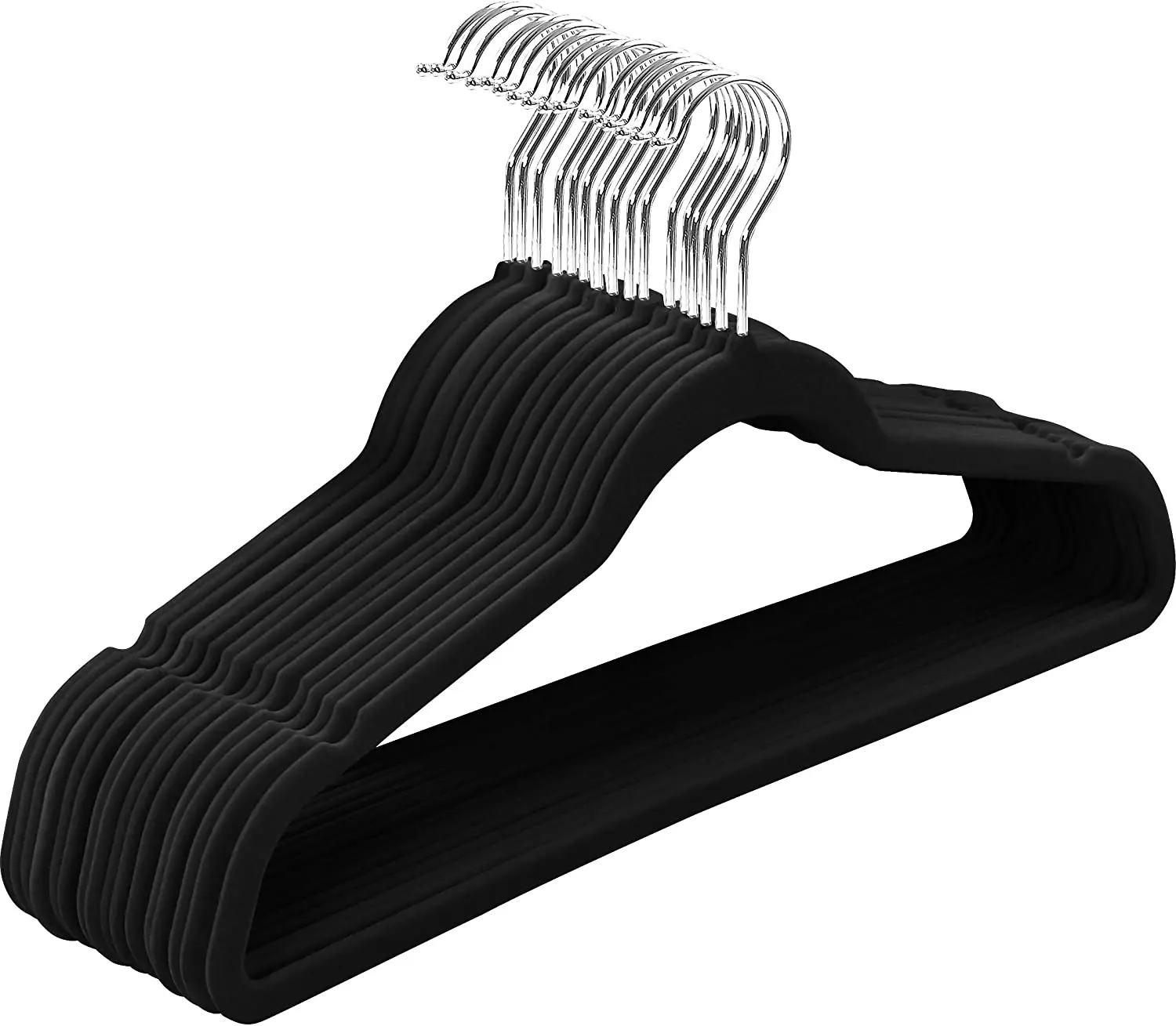 Cheap Factory Black  Non-Slip Strong and Durable Velvet Hangers for Coats Jackets Pants & Dress Clothes