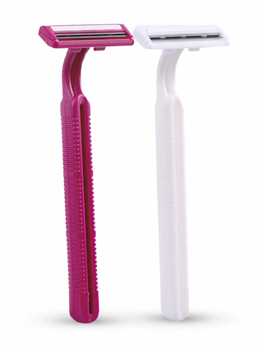 Factory Warehouse Supply High Quality Disposable Twin Blade Razor Click Twins Raspberry Plastic Handle Ladies Razor Shaving