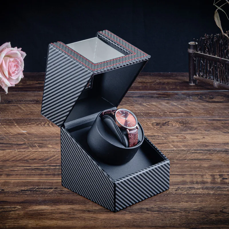 Luxury High Quality China MDF Wood Finish Carbon Fiber Watch Box Case Mens Watch Winder