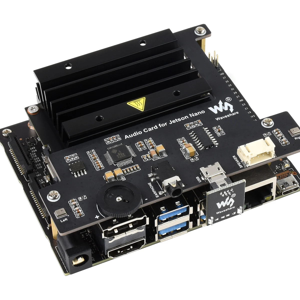 Waveshare USB Audio Codec for Jetson Nano, USB Sound Card, Driver-Free, Plug And Play