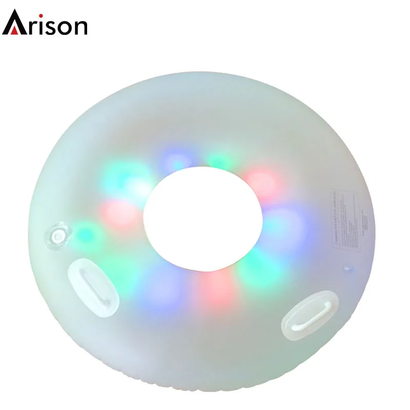 Factory customizable LED PVC inflatable swim tube for light swim ring inflatable cartoon toys swim tube