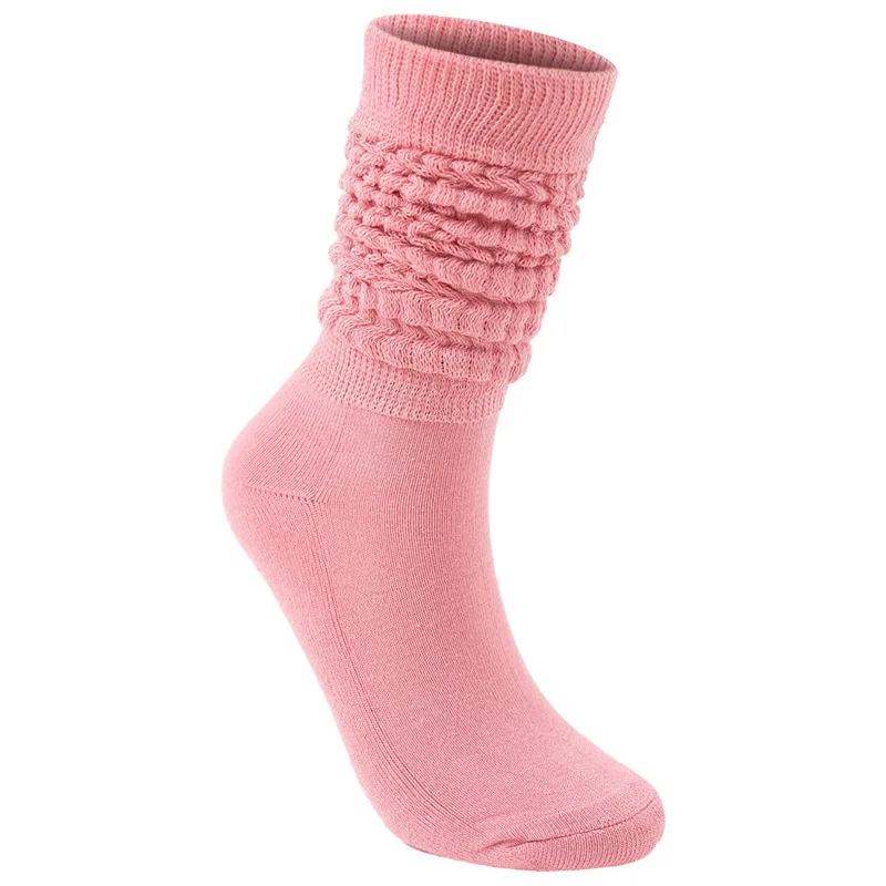 LOW MOQ Thick Terry Slouch Socks Custom Color Fashion Knee High Stacked Socks for Women