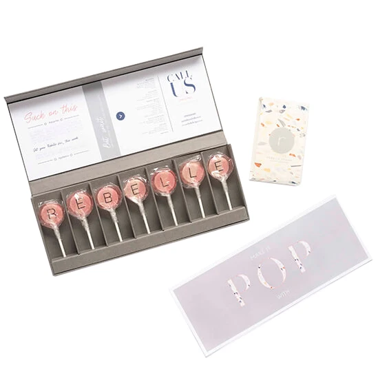 Custom logo luxury cardboard chocolate bonbon lollipop candy packaging display box for lollipops