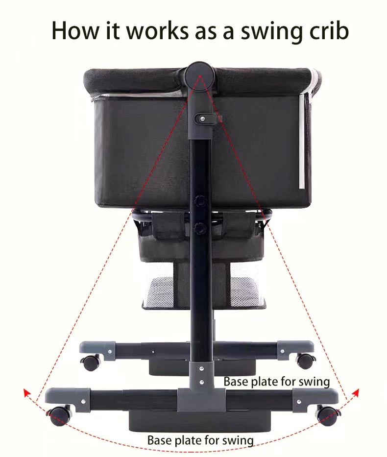 Baby Bassinet Bedside crib for Baby, Easy Folding Portable Bedside Crib with Storage Basket for Newborn, Swing Crib Comfy Mat