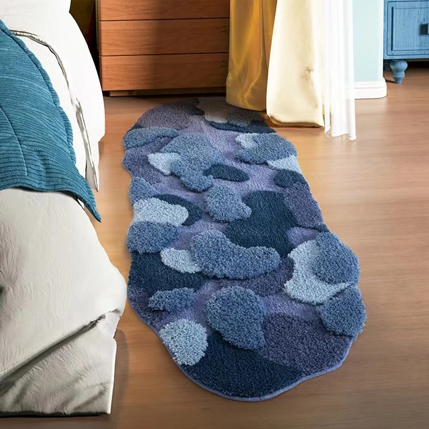 FMT Handmade Acrylic Wool Silk Viscose Living Room Carpet Bedroom high low pile with carving Carpet and Rug