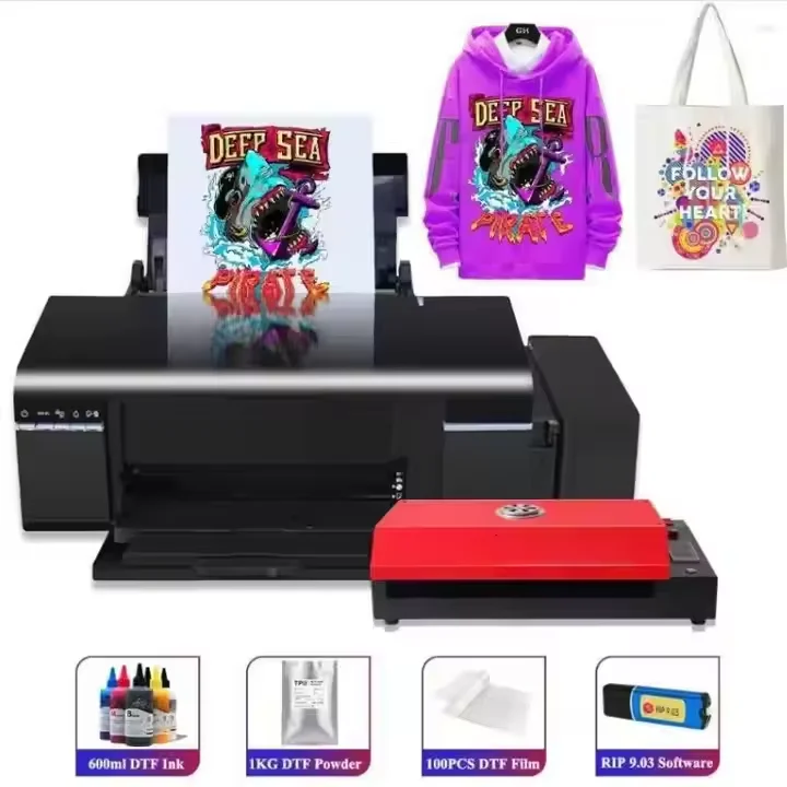 L1800/DX5/R1390 small pet film t shirt textile printing machine a3 DTF flatbed printer and dtf dryer for dtf